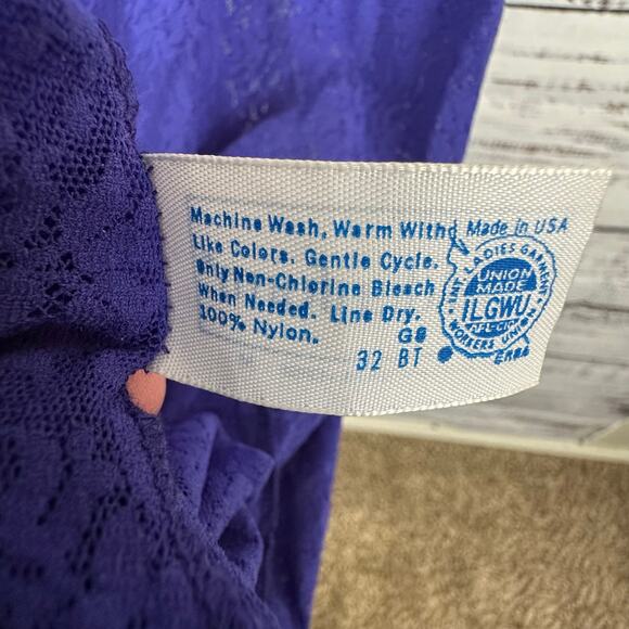 Vintage EUC Women's Maidenform Full Sheer Lace Purple Tank Slip Nightgown Sz Med - Picture 5 of 7